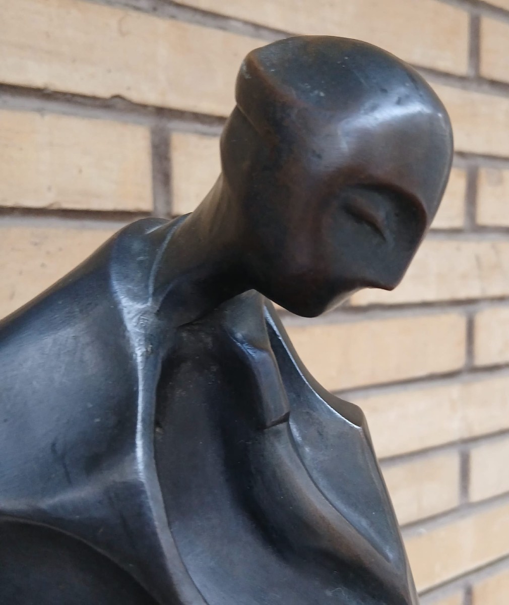 Umberto Boccioni 'L'Uomo Futurista' Fusione di roccia uomo e mantello-Bronzo  cm 58x45.-photo-3