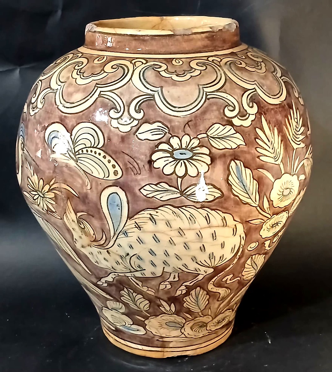 Boccia in Maiolica Persiana del XVIII con decorazione animalista di raffinato influsso cinese. -photo-2
