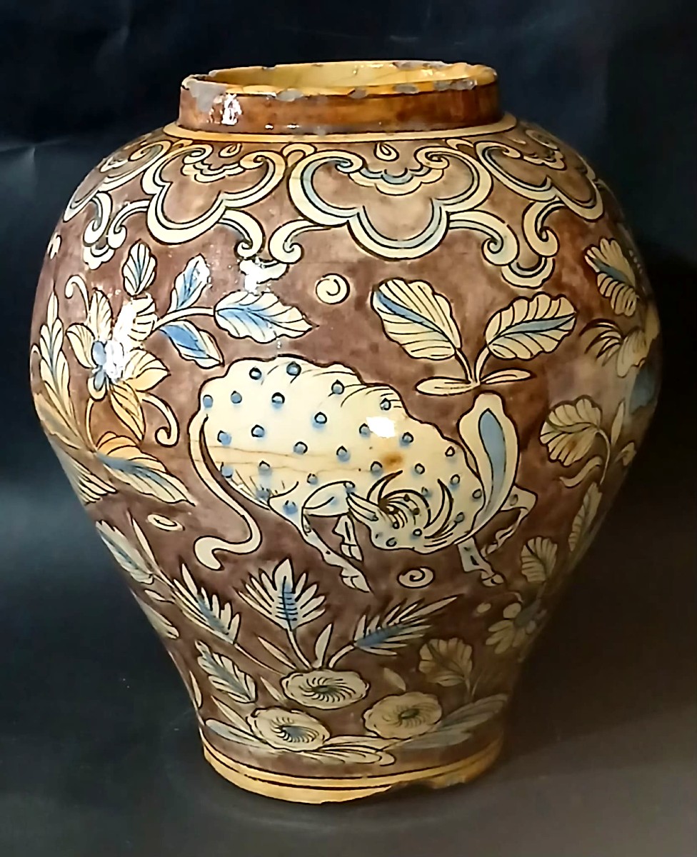 Boccia in Maiolica Persiana del XVIII con decorazione animalista di raffinato influsso cinese. -photo-4