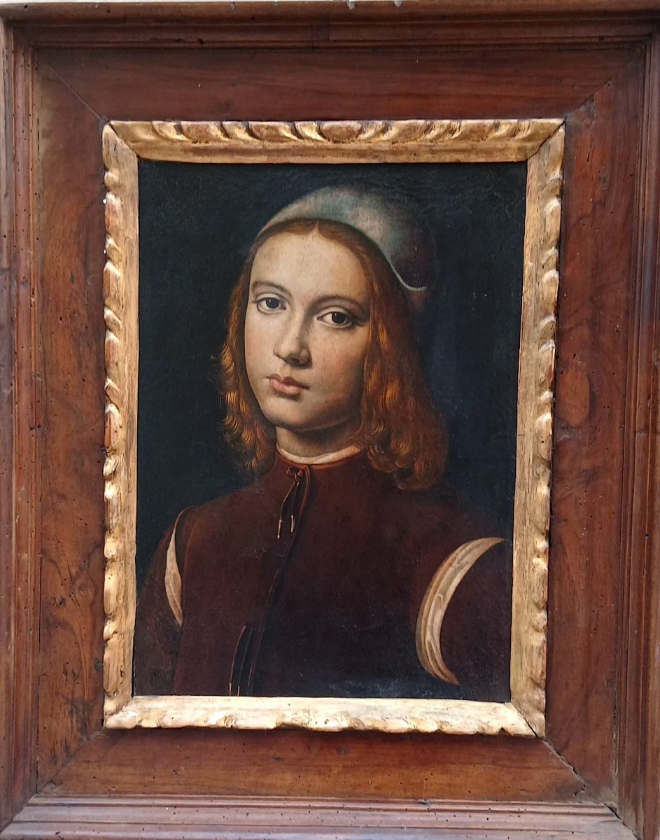 Il Perugino. Superba copia antica del famoso ritratto esposto al Museo degli Uffizi.-photo-2
