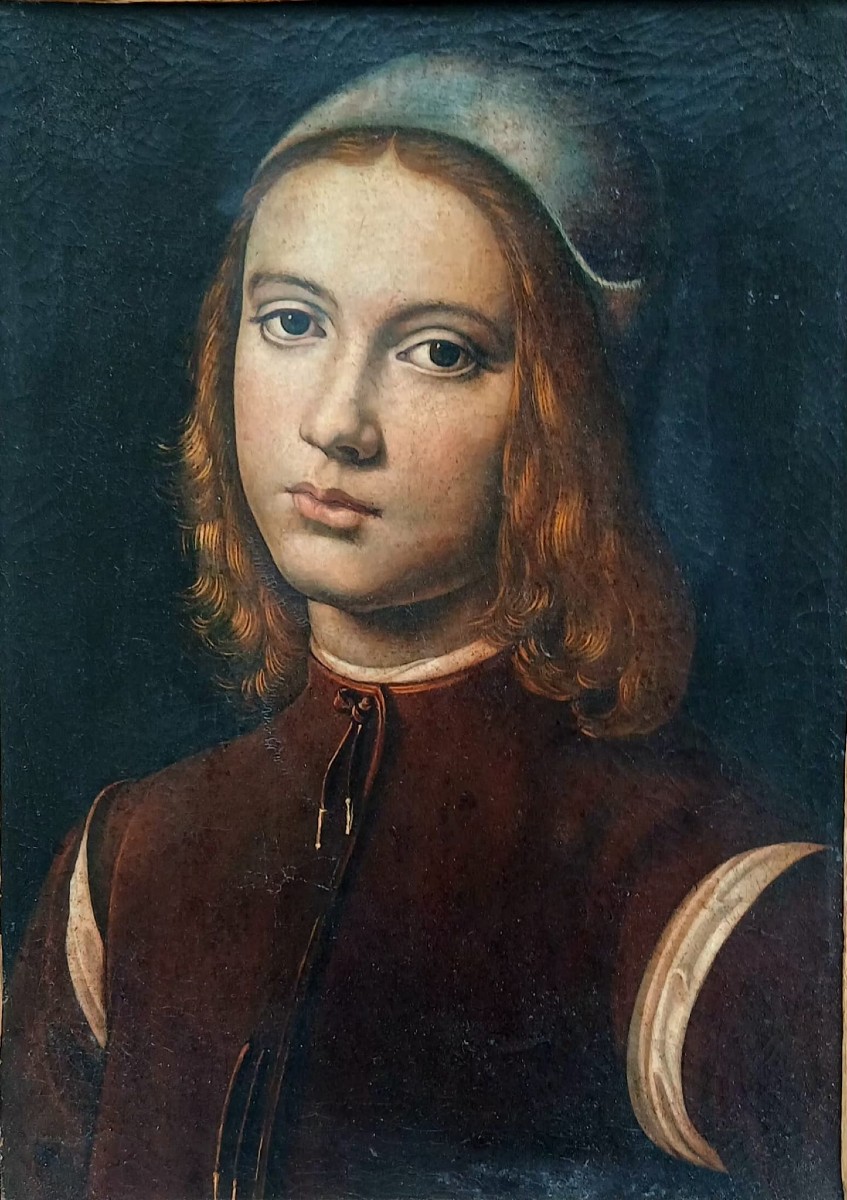Il Perugino. Superba copia antica del famoso ritratto esposto al Museo degli Uffizi.