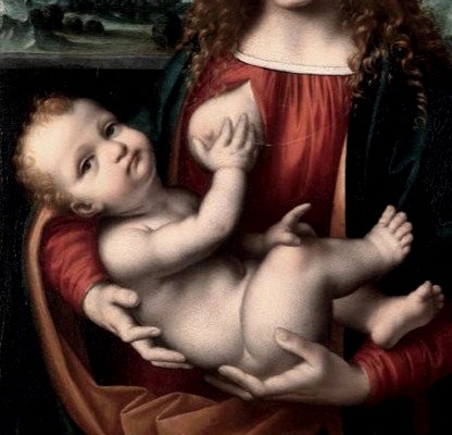 Marco d'Oggiono. Opera del primo 500' dell'allievo di Leonardo, dipinta su tavola di pioppo.-photo-3