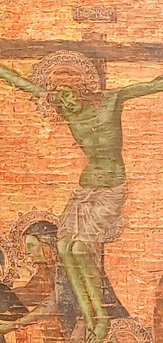 La Crocifissione di Cristo. Fondo oro realizzato dal grande falsario Icilio Federico Joni .-photo-2