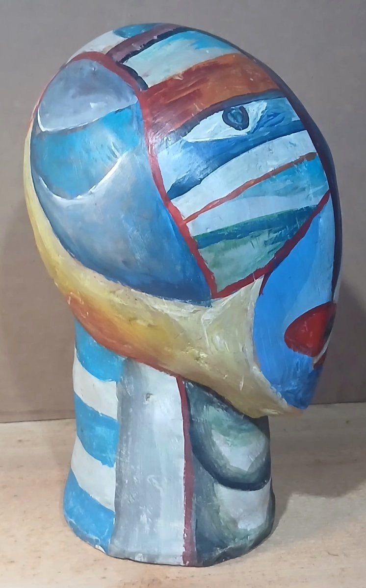 Scultura Cubista  policroma, polimaterica, (in studio) . Russia primi '900.-photo-2