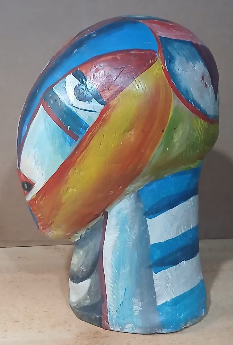 Scultura Cubista  policroma, polimaterica, (in studio) . Russia primi '900.-photo-4