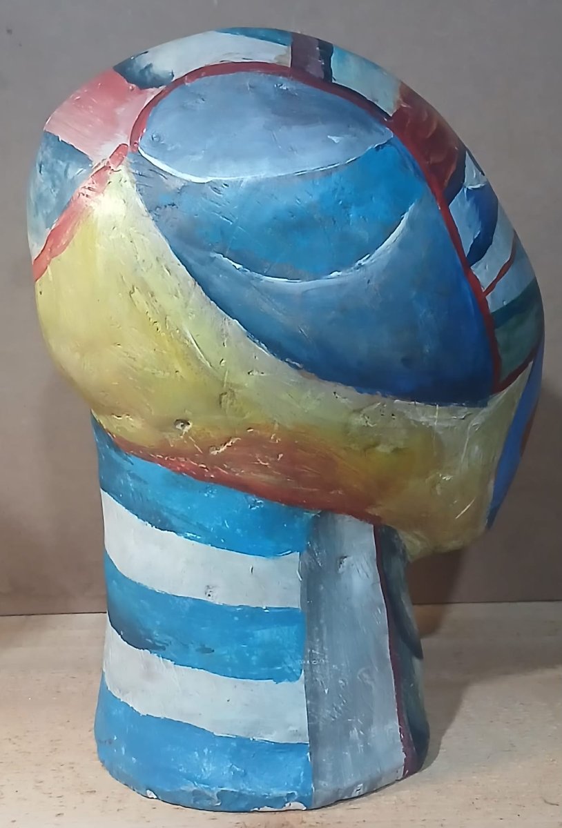 Scultura Cubista  policroma, polimaterica, (in studio) . Russia primi '900.-photo-2