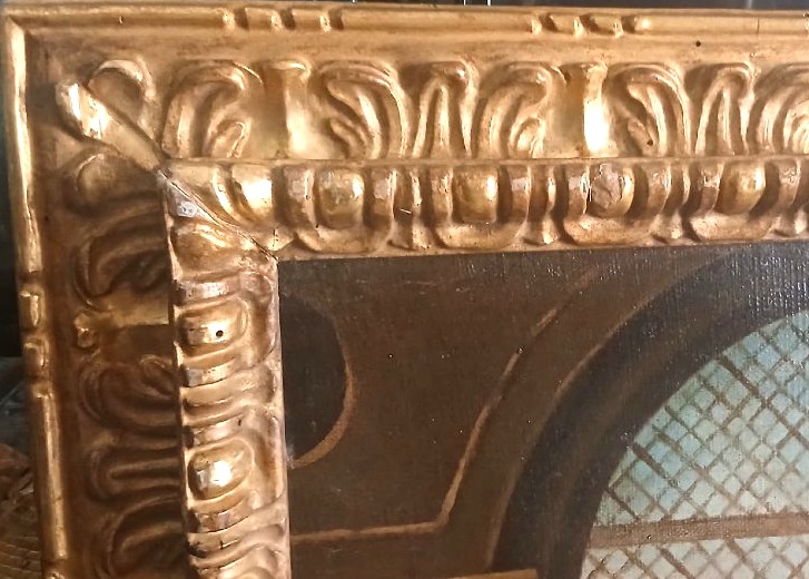 'Ricreazione in Convento' Olio su tela, scuola ligure del Magnasco di  fine 600'. Cornice coeva-photo-2