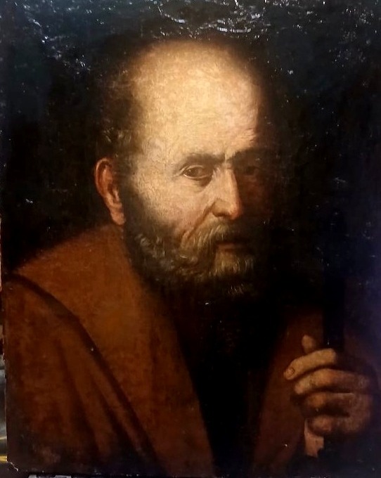 Pietro Novelli Il Monrealese. San Pietro con la chiave in mano. Olio su tela 'inedito'