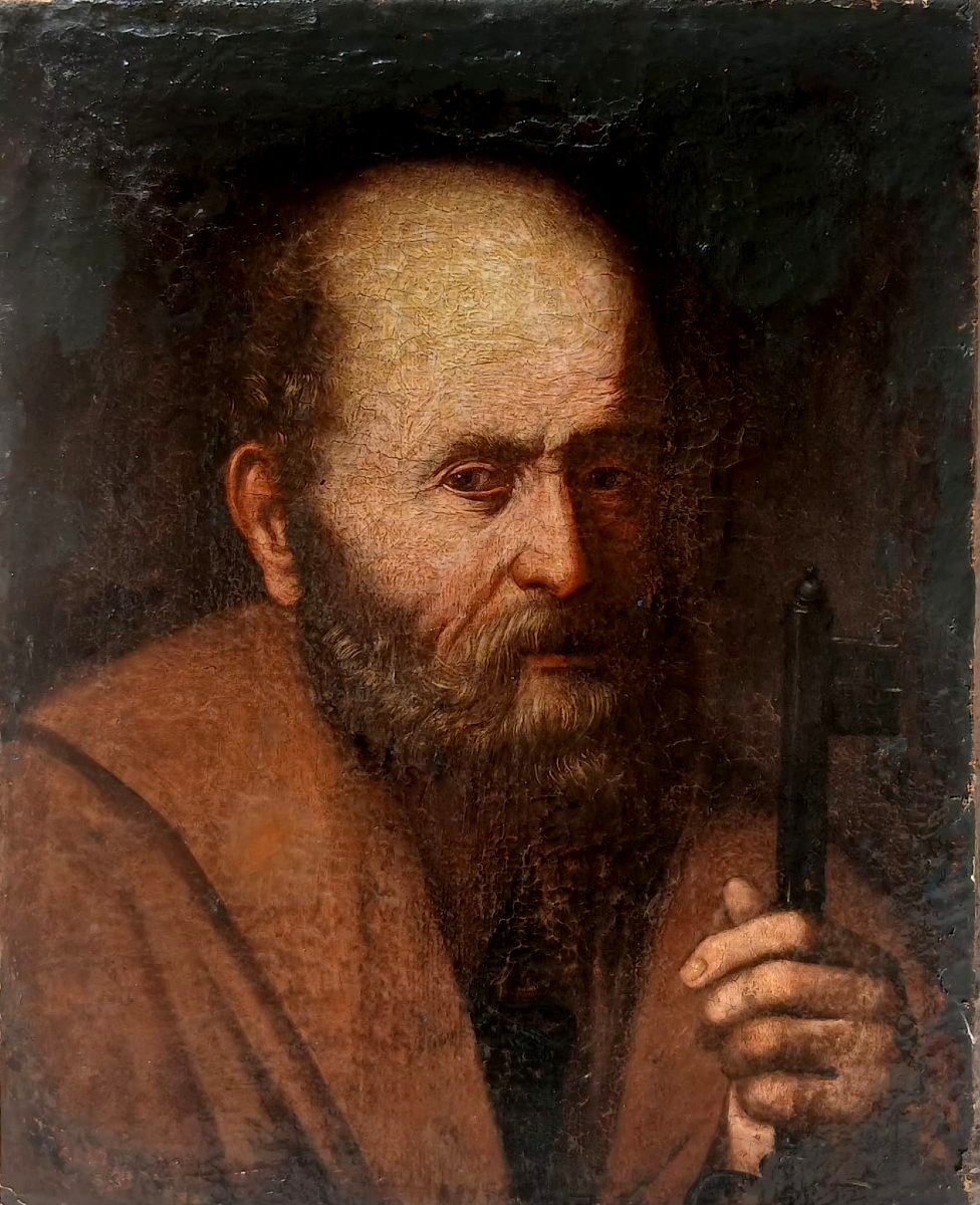 Pietro Novelli Il Monrealese. San Pietro con la chiave in mano. Olio su tela 'inedito'