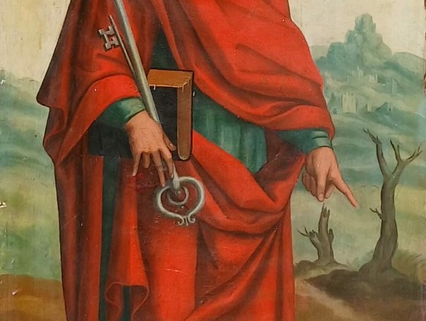 Francisco Pacheco de Rio. (Maestro di Velasquez) San Pietro, dipinto su tavola. cm.97x50.-photo-3