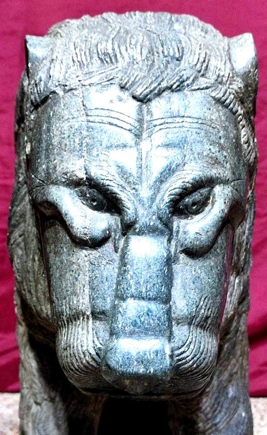 Leone  Medievale arabo-normanna di probabile manifattura fatimide. Scultura In Basalto sec XIII-photo-2