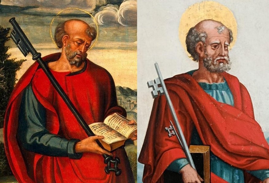 Francisco Pacheco de Rio. (Maestro di Velasquez) San Pietro, dipinto su tavola. cm.97x50.-photo-3