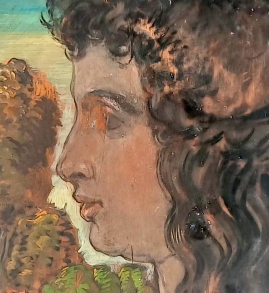 Giorgio De Chirico. Munchen 1909 - Due oli su tavola dipinti a doppia faccia (cm.40 x 25,3)