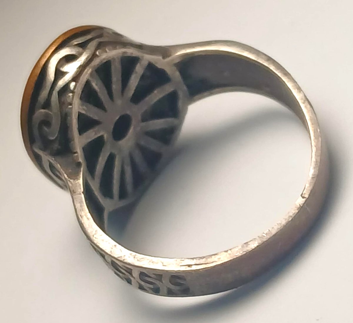 Anello Templare esoterico argento ed oro, con il nodo di Salomone e Sigillo in corniola.-photo-4