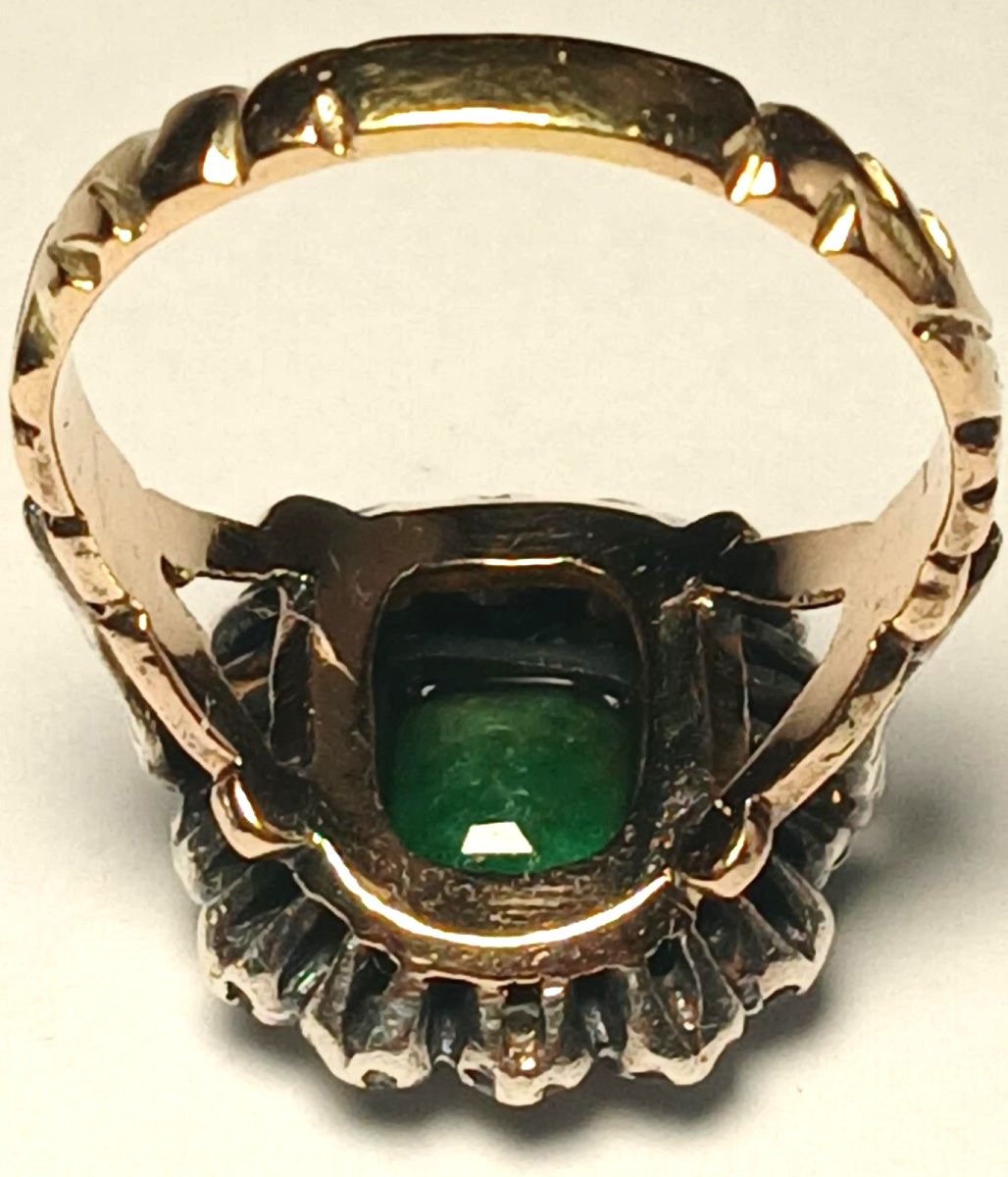 Anello Smeraldo e Brillanti  in oro e coppella. Sicilia inizi 900.-photo-3