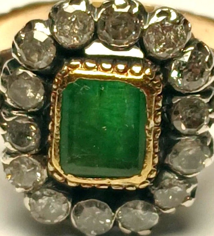 Anello Smeraldo e Brillanti  in oro e coppella. Sicilia inizi 900.-photo-4