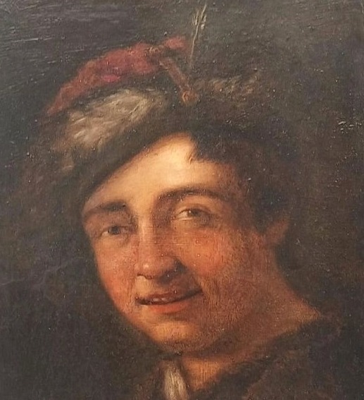 'Giovane con cappello piumato' Dipinto da Antonio Amorosi.  Comunanza 1660-Roma 1737-photo-4