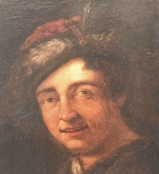 'Giovane con cappello piumato' Dipinto da Antonio Amorosi.  Comunanza 1660-Roma 1737-photo-2