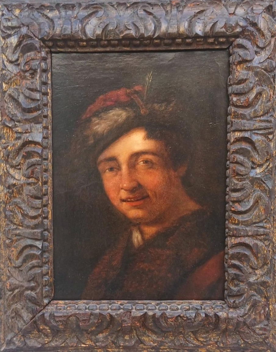 'Giovane con cappello piumato' Dipinto da Antonio Amorosi.  Comunanza 1660-Roma 1737
