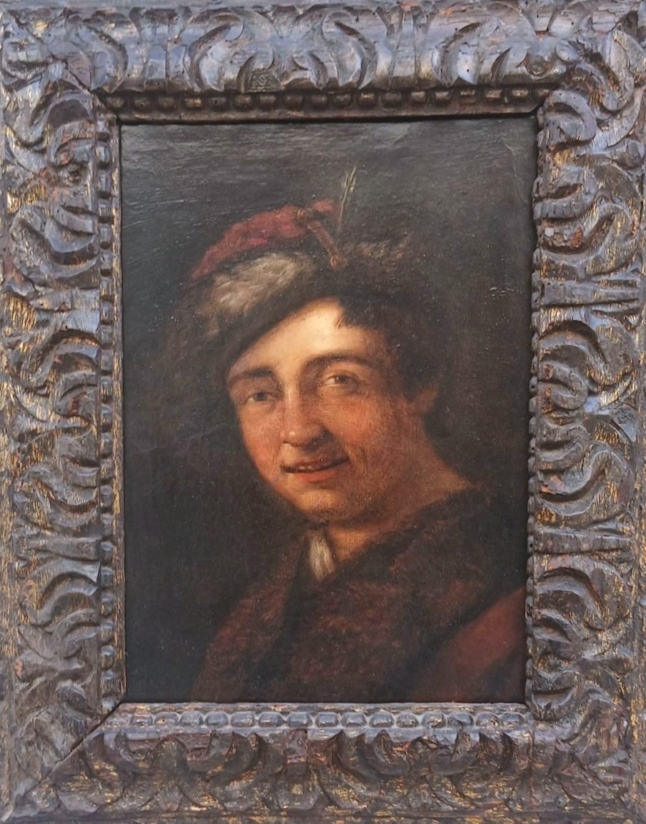 'Giovane con cappello piumato' Dipinto da Antonio Amorosi.  Comunanza 1660-Roma 1737