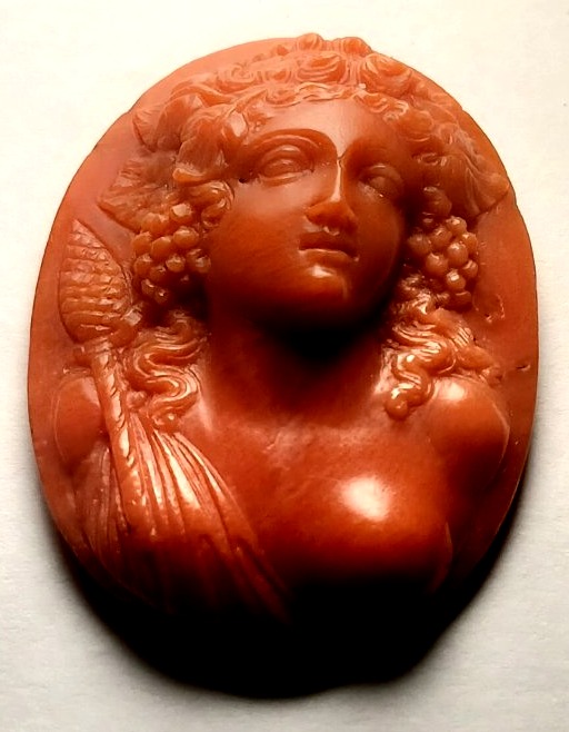 Cammeo in corallo raffigurante "Baccante". Artista napoletanl dj fine 700-photo-4