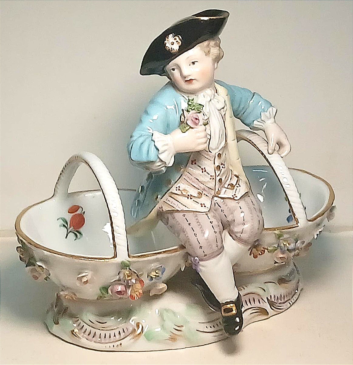 Meissen, coppia di saliere in porcellana smaltata di Marcolini (1771-1814). Datate 1778 --photo-2