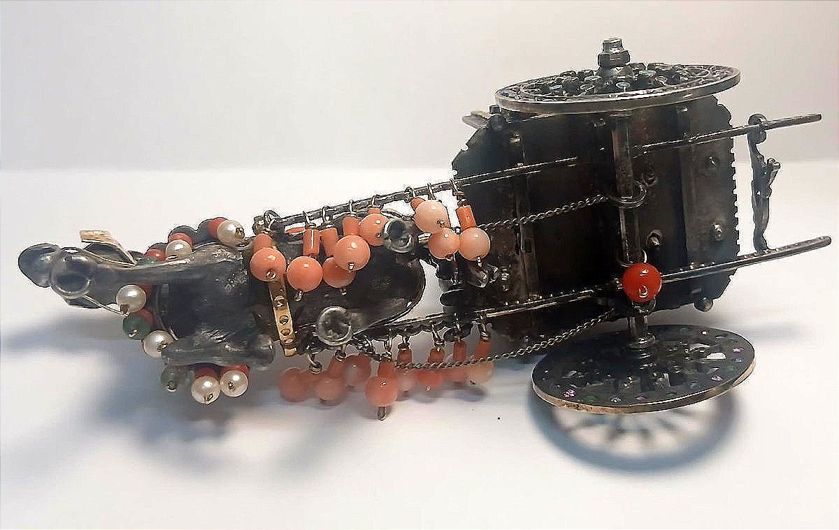 Il Carretto Siciliano. Gioiello in miniatura in argento, oro pietre preziose e diamanti. Gr.140-photo-1