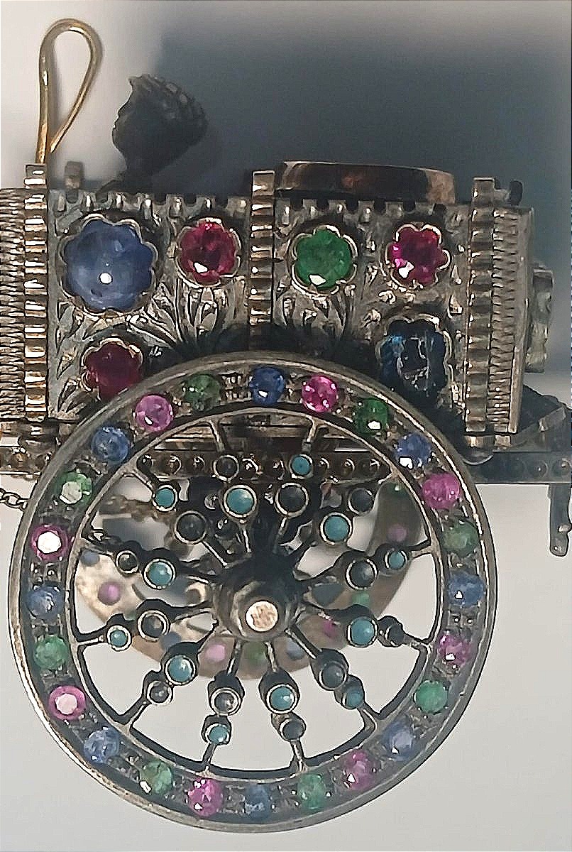 Il Carretto Siciliano. Gioiello in miniatura in argento, oro pietre preziose e diamanti. Gr.140-photo-2