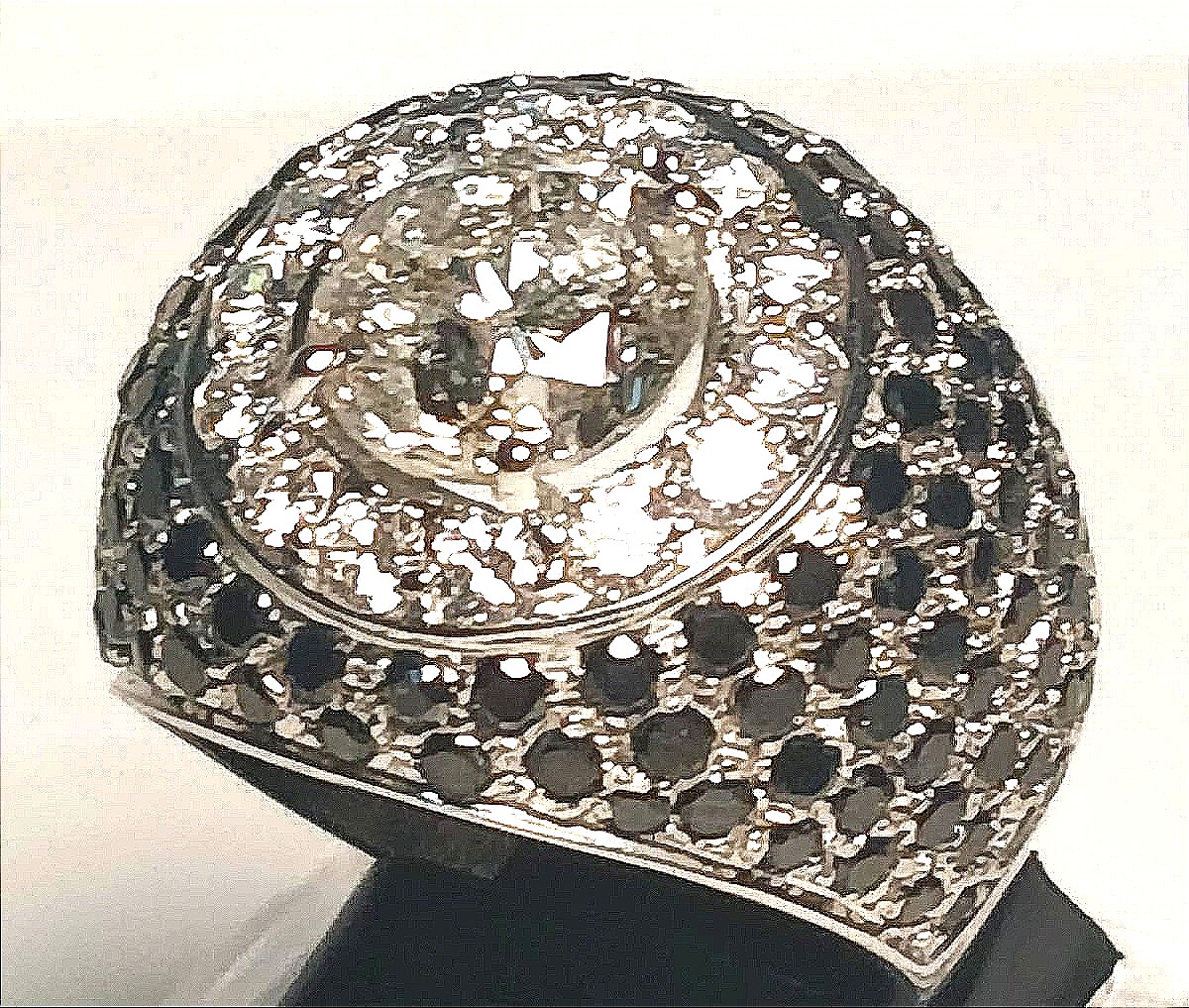  Anello Art Déco oro bianco con diamante taglio brillante da 3,02 carati, e brillanti kt. 2,10