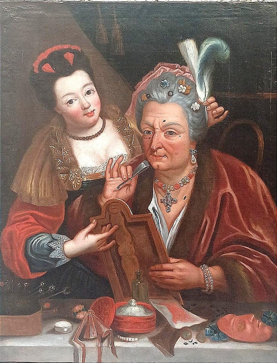 Attribué à Pietro Longhi. La Noble Femme Vaniteuse. Huile sur toile, 82 x 65 cm, Venise, XVIII 