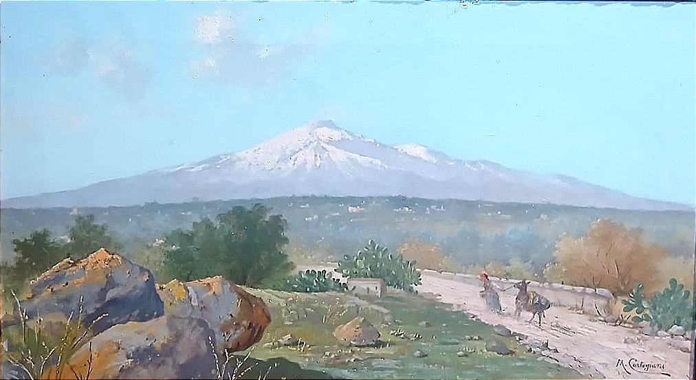 La Stradella verso l'Etna. Olio su tela di Michele Cortegiani l'allievo di Francesco Lo Jacono.-photo-2