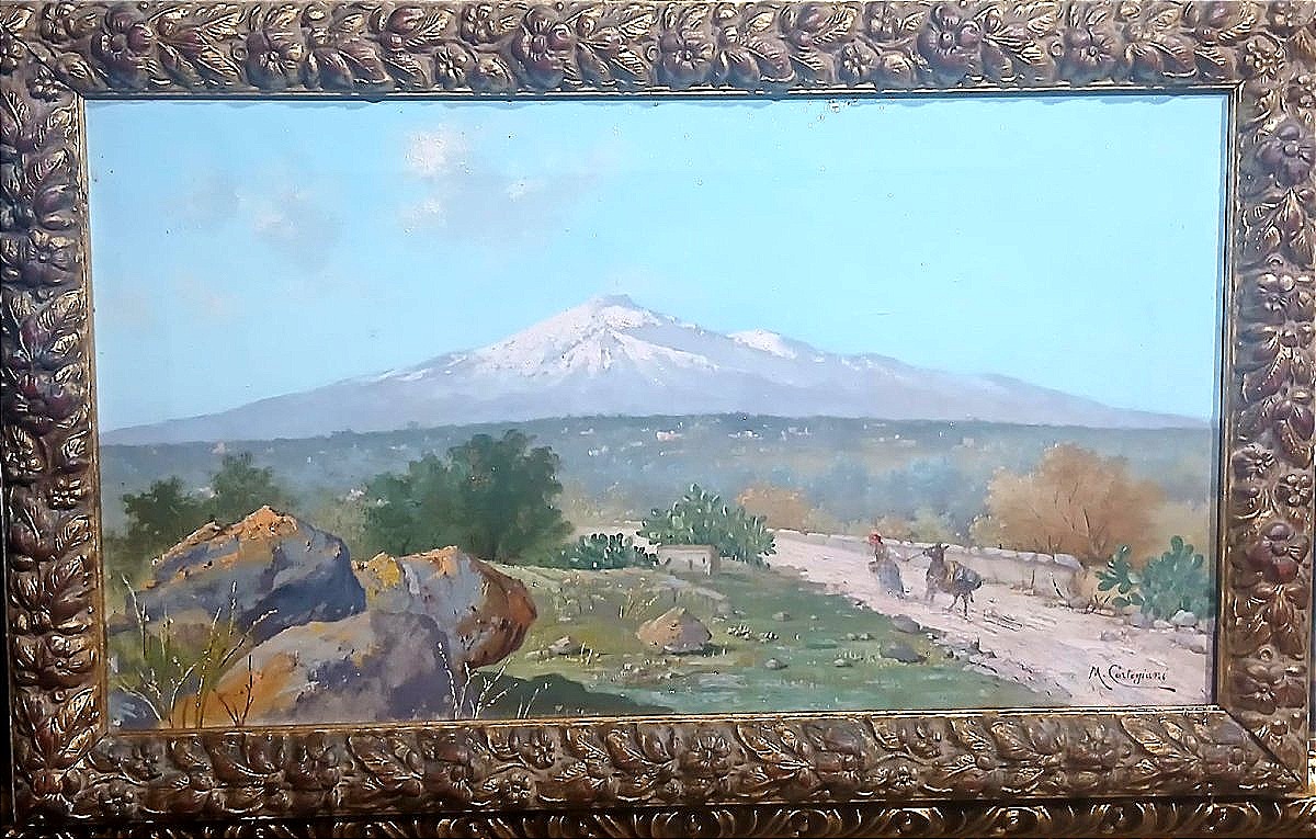 La Stradella verso l'Etna. Olio su tela di Michele Cortegiani l'allievo di Francesco Lo Jacono.
