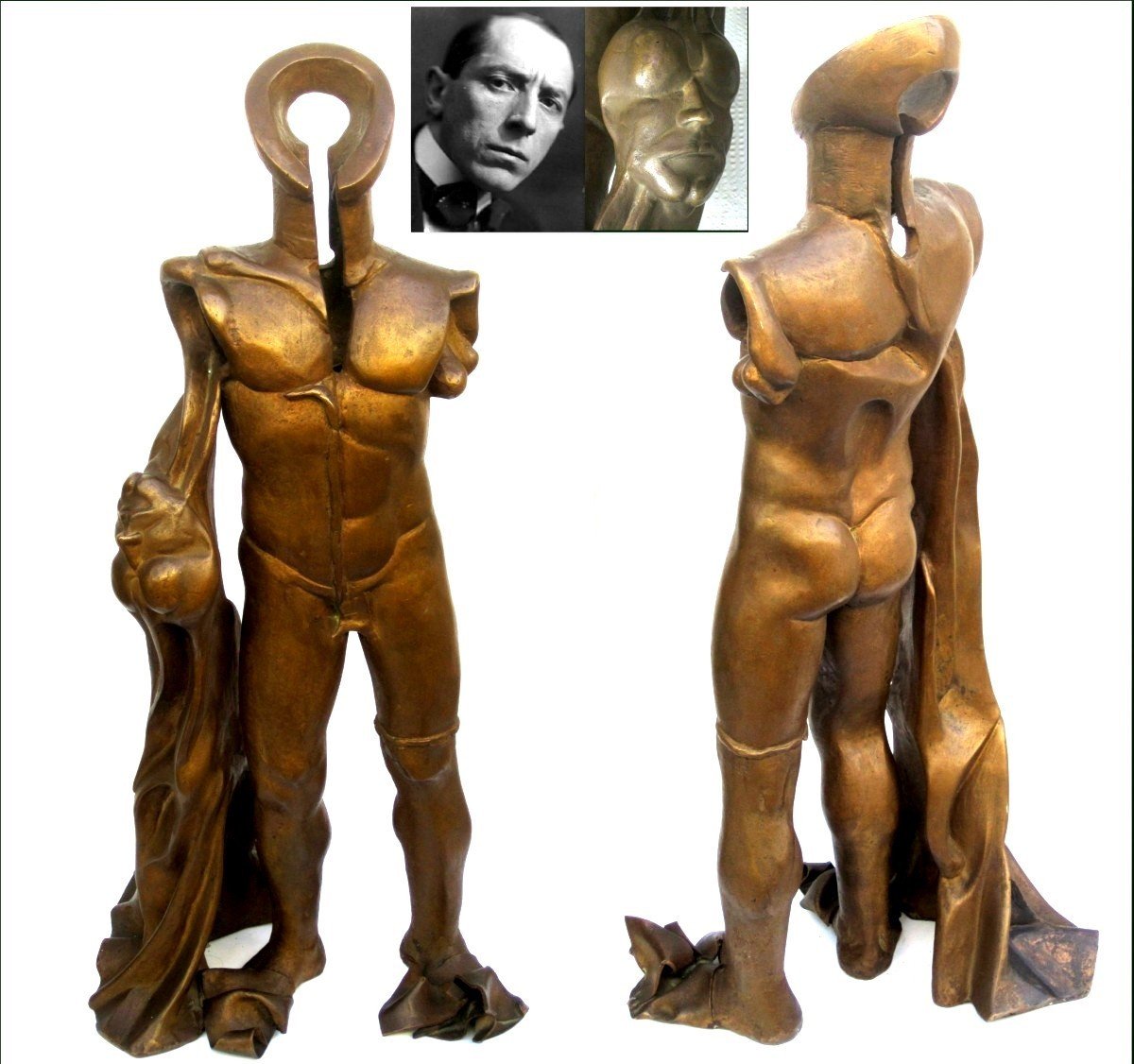 Umberto Boccioni 'L'Uomo Bruco' ovvero 'Fusione di Forma Umana' cm.80  (1911-1912)-photo-1