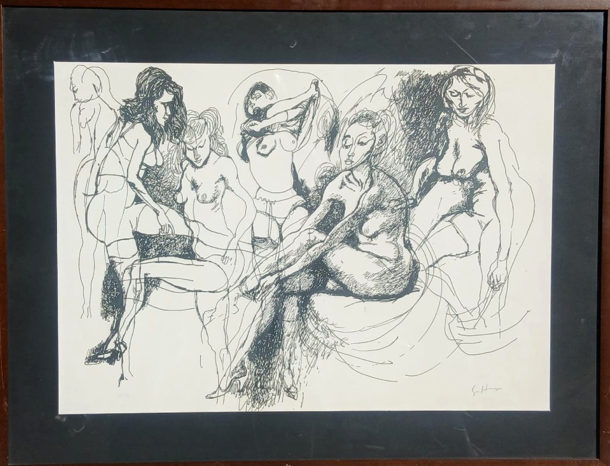 Renato Guttuso - 'Marta Marzotto  in pose differenti' china su carta cm.  50 x 70 