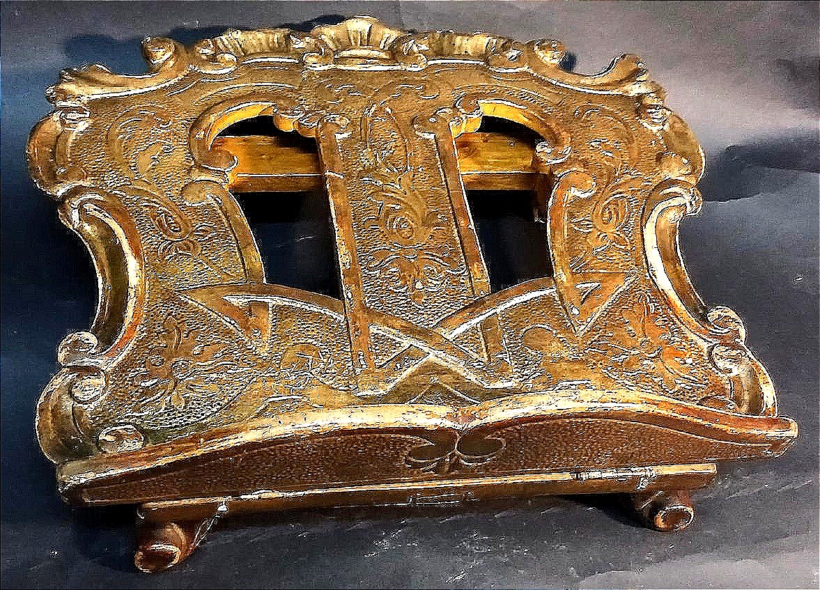 Leggio in legno inciso e dorato epoca Luigi XVI - Sicilia 1780 circa-photo-3