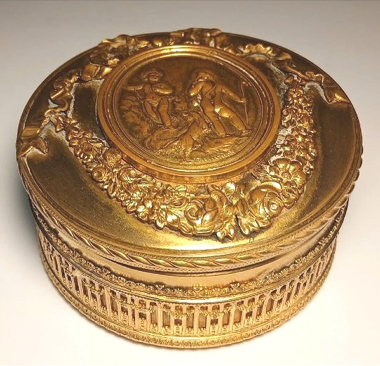Tabacchiera-scrigno per gioielli in rame dorato al mercurio, Napoleone III.