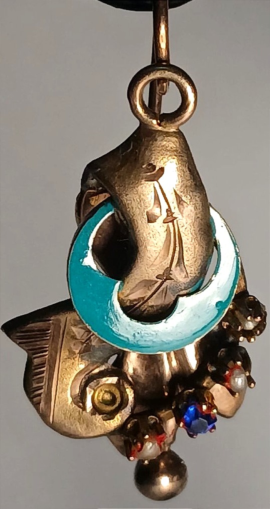 Orecchini Borbonici in oro e smalto turchese. Regno delle due Sicilie 1850 circa.-photo-3