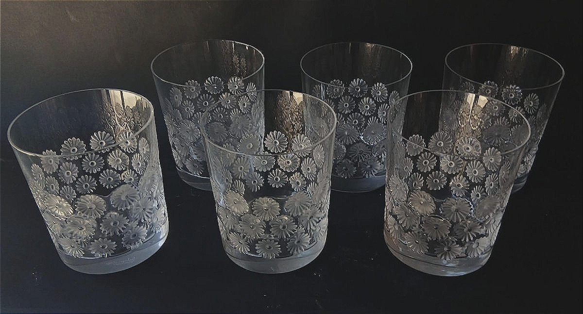Renè Lalique - Servizio per 6 bicchieri da Wisky modello Napobury in cristallo di Baccarat. -photo-2