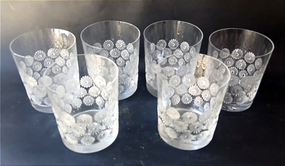 Renè Lalique - Servizio per 6 bicchieri da Wisky modello Napobury in cristallo di Baccarat. 