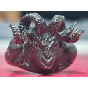 Baphomet - anello templare in bronzo rappresentante la testa del caprone