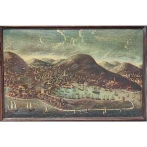 Messina e il porto a 'volo di uccello' Opera di pittore fiammingo  1590-1620.