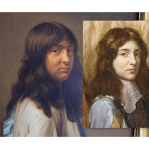  Charles Le Brun. Ritratto giovanile del Pittore ad olio su tela. Scuola Francese  (1619-1690)