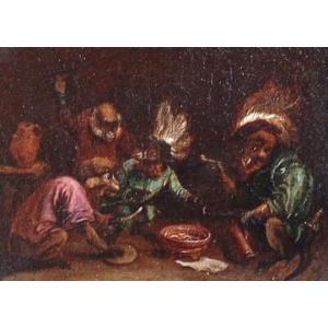 David Teniers II 'Il Banchetto delle Scimmie, entro cornice originale. (1610-90)