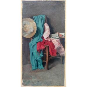 Francesco Lo Jacono 'Nello Studio del Pittore' Olio su tela del periodo fiorentino  (1860 c.)