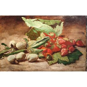 Francesco Lo Jacono ' Mandorle e Fragoloni' - Piccola natura morta del Maestro  siciiano.