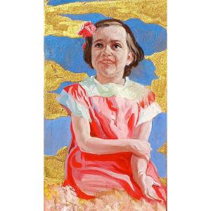 James Ensor Impressionista  'Bimba con fiocco rosa' scatola dipinta (1880-90).