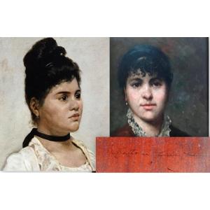 Ritratto di Giulia Fattori. Olio su tavola eseguito dal Maestro Macchiaiolo verso il 1884.