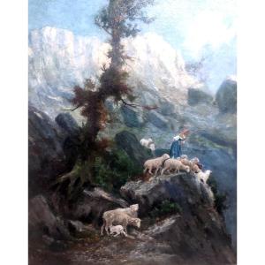 Antonino Leto 'Pascolando su monte Solaro'. Opera ad olio su tela di cm.145x122.