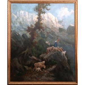 Antonino Leto 'Pascolando su monte Solaro'. Opera ad olio su tela di cm.145x122.