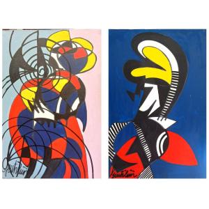 Aldo Gentilini Genova 1012-Valpaglino 1982 -  Fantasie informali (acrilici anni 60'-70).